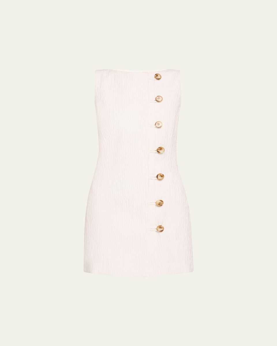 Olympia Button-Front Crinkle Mini Dress